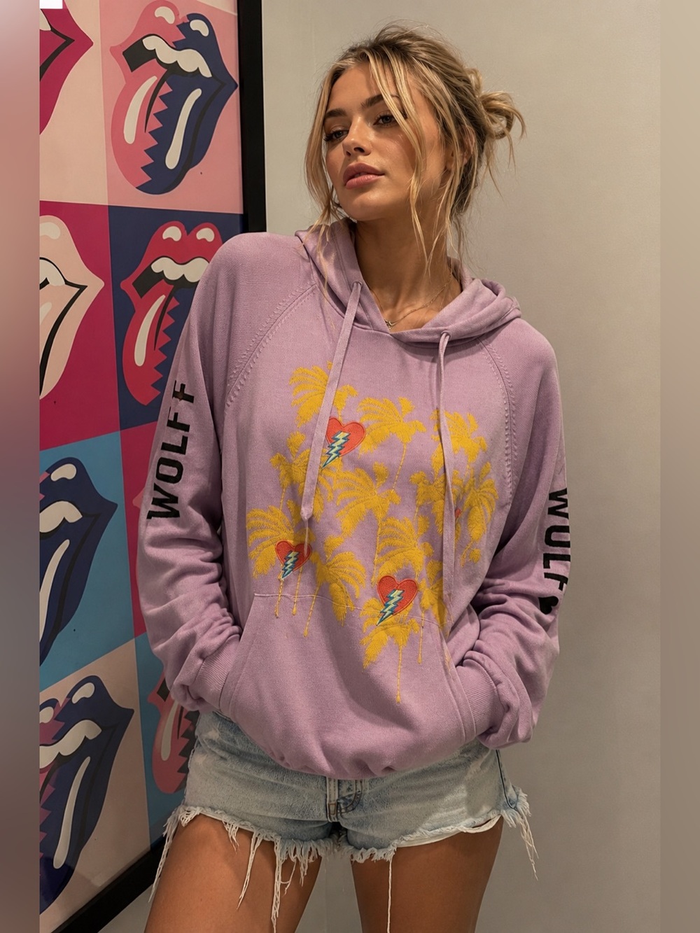 REPLICA LOS ANGELES Palm Hearts Hoodie In Purple